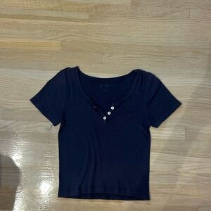 Brandy Melville Navy Button Henley Top
